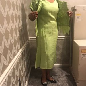 Line green dress with matching jacket